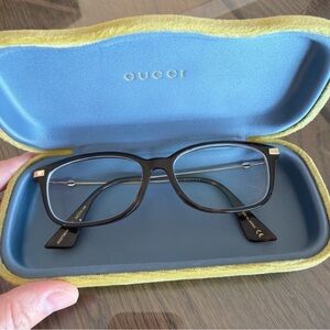 GUCCI Havana Tortoise Optical Glasses w/ Gold Bee Detail